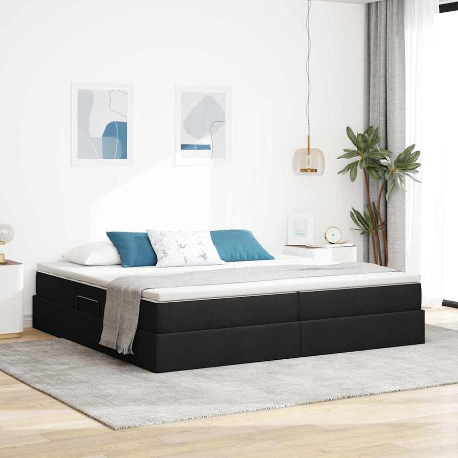 Opslag Bed Met Matras Met Matras Polyester 200 x 200 cm Zwart
