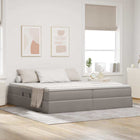 Storage Bed with Mattress Taupe 200 x 200 cm Polyester
