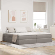 Opbergbed met matras 200x200 cm taupe polyester