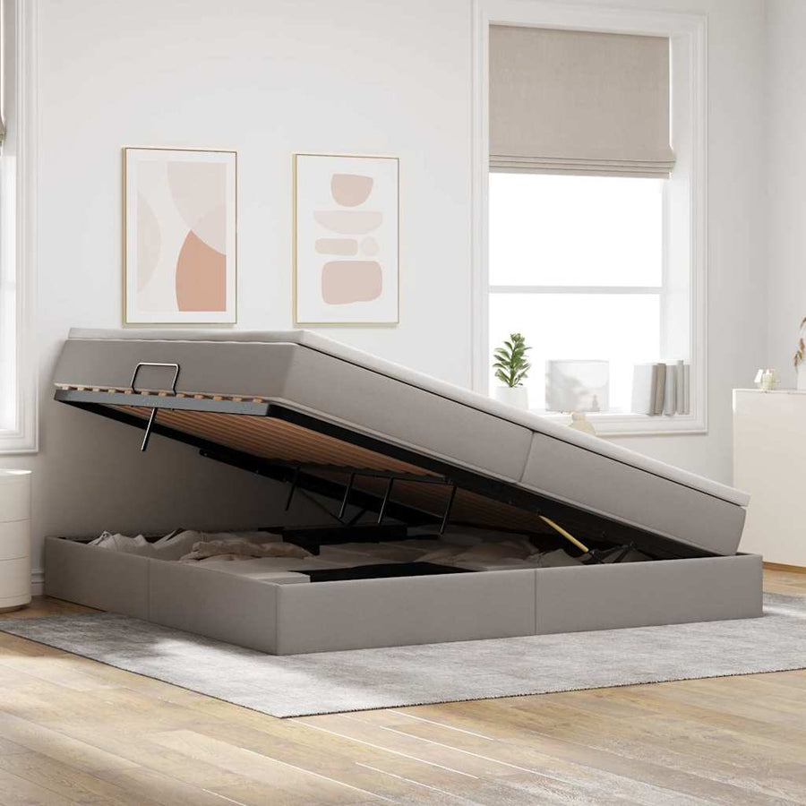 Opbergbed met matras met matras Taupe 200 x 200 cm Polyester