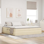 Opbergbed met matras 200x200 cm crème polyester
