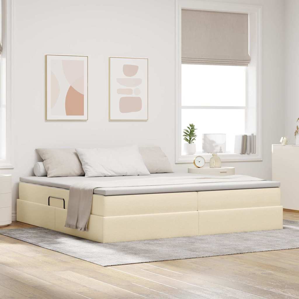 Opslag bed met matras met matras Crème 200 x 200 cm Polyester