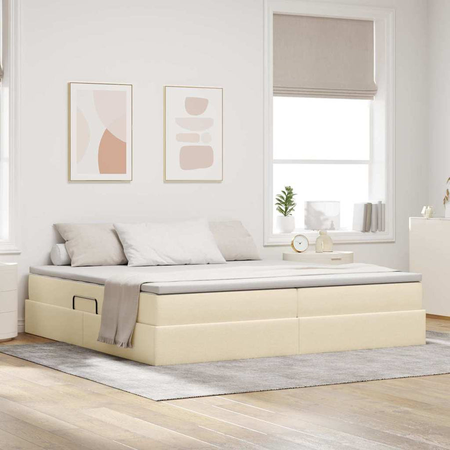 Opslag bed met matras met matras Crème 200 x 200 cm Polyester