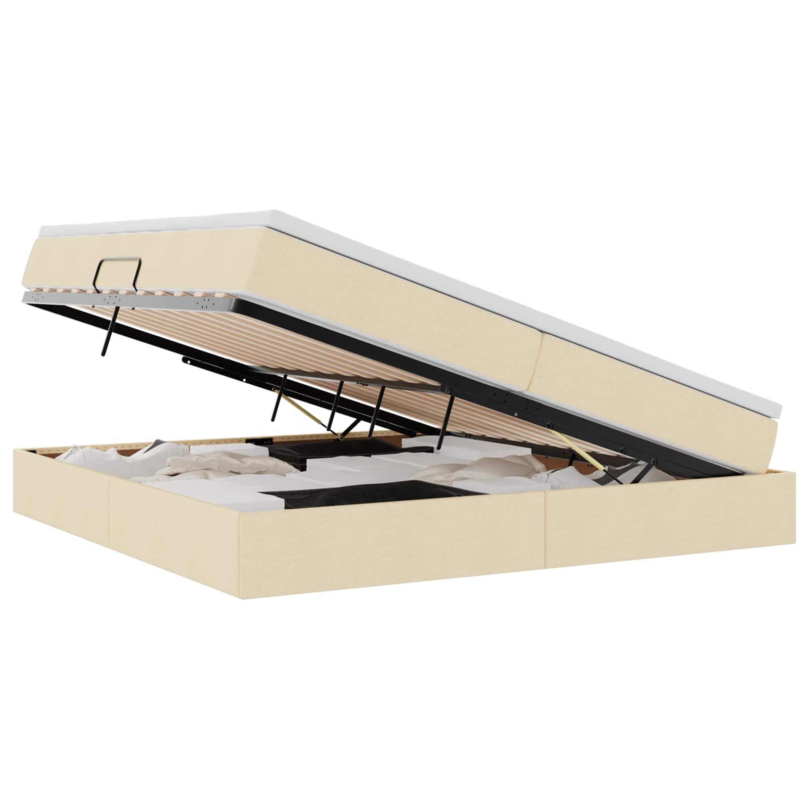 Opslag bed met matras met matras Crème 200 x 200 cm Polyester