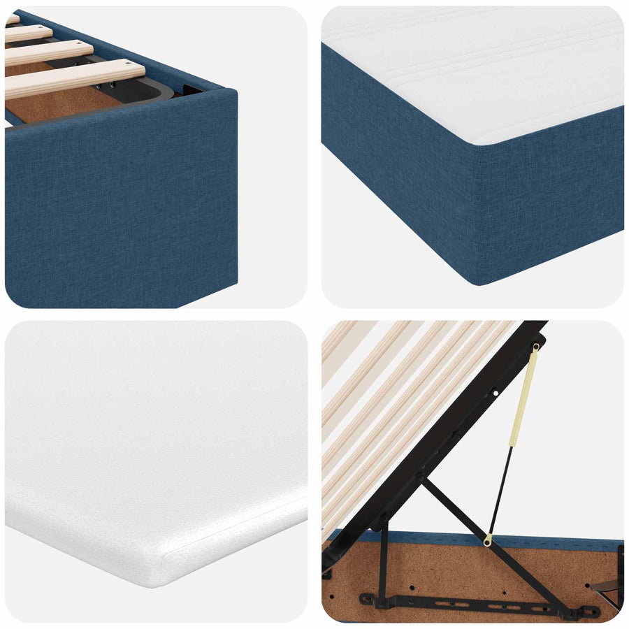 Opbergbed met matras met matras Blauw 200 x 200 cm Polyester