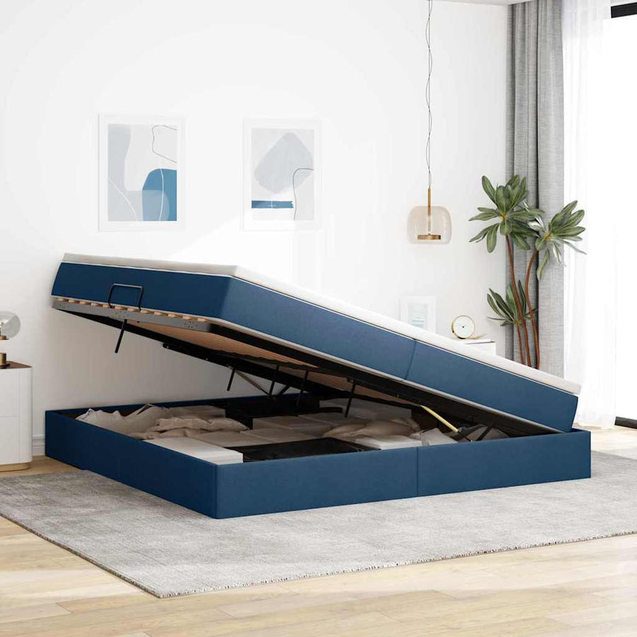 Opbergbed met matras met matras Blauw 200 x 200 cm Polyester