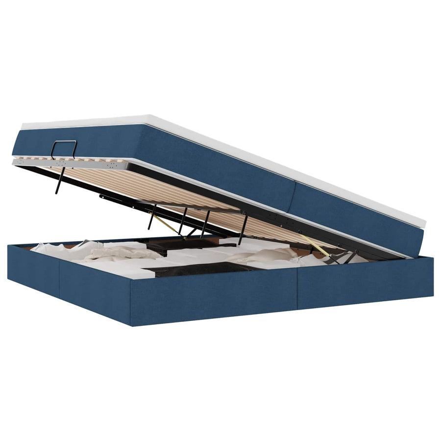 Opbergbed met matras met matras Blauw 200 x 200 cm Polyester