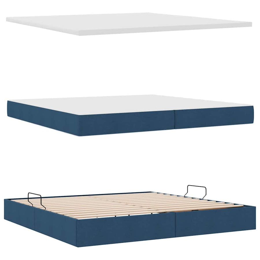 Opbergbed met matras met matras Blauw 200 x 200 cm Polyester