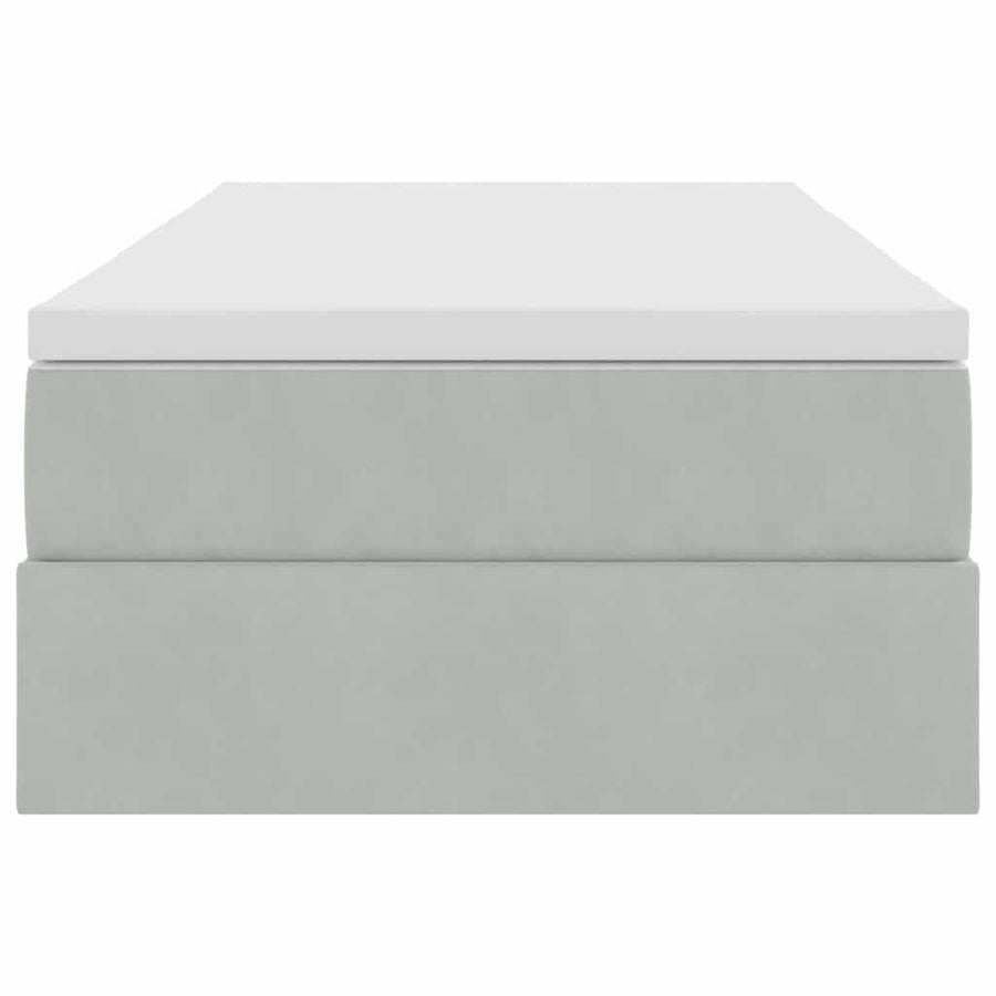 Opbergbed met matras met matras Lichtgrijs 90 x 190 cm Fluweel