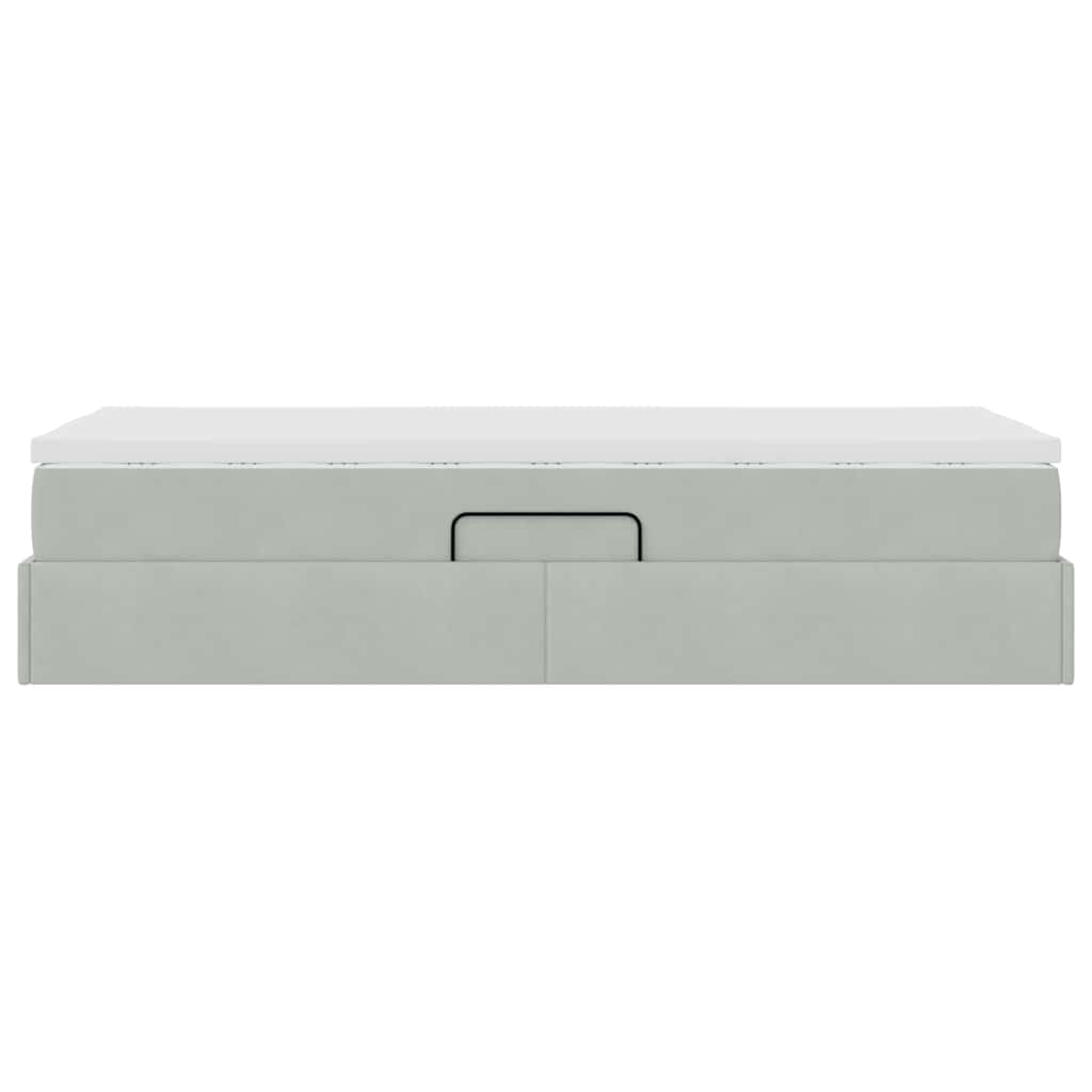 Opbergbed met matras met matras Lichtgrijs 90 x 190 cm Fluweel