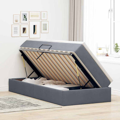 Opbergbed met matras met matras Donkergrijs 90 x 190 cm Fluweel