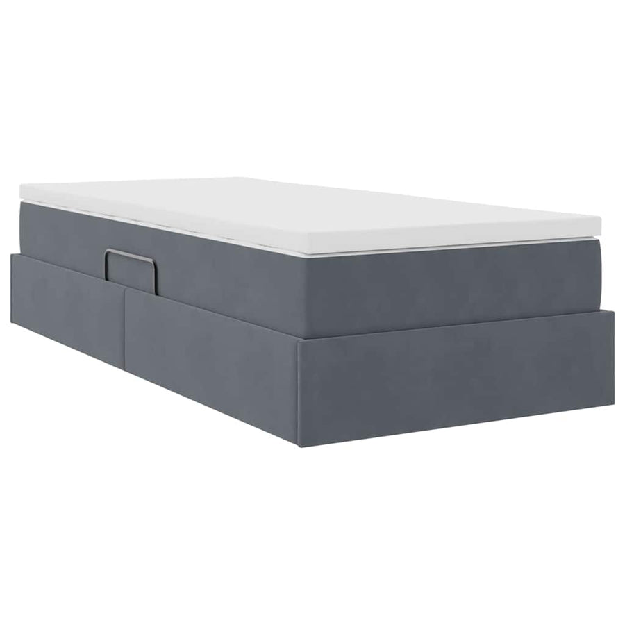 Opbergbed met matras met matras Donkergrijs 90 x 190 cm Fluweel