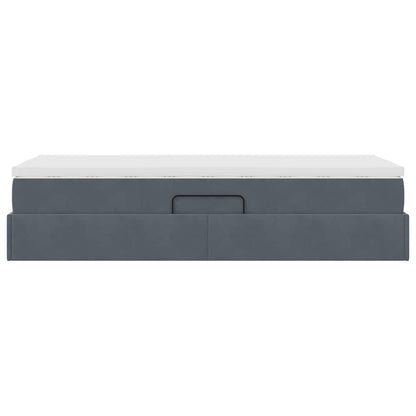 Opbergbed met matras met matras Donkergrijs 90 x 190 cm Fluweel