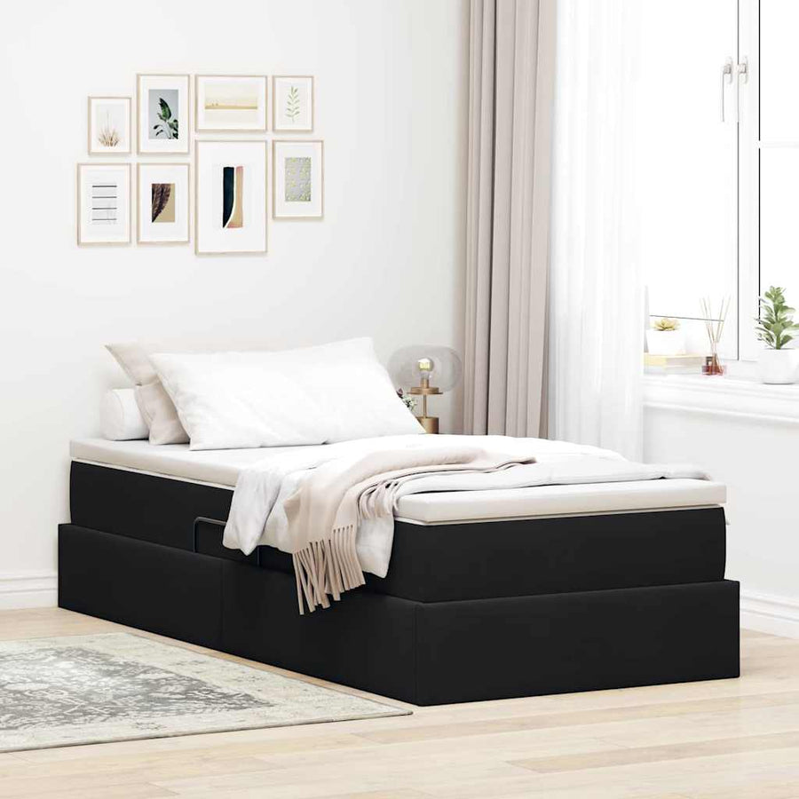 Opbergbed met matras met matras Zwart 90 x 190 cm Fluweel