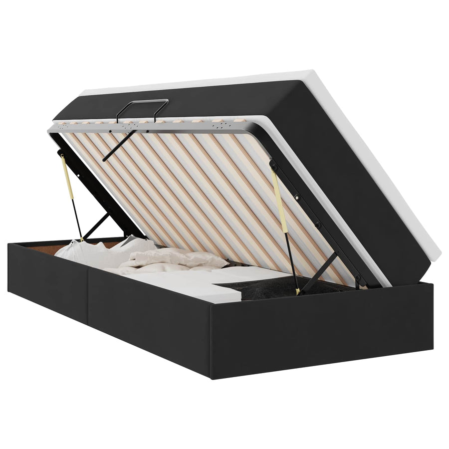 Opbergbed met matras met matras Zwart 90 x 190 cm Fluweel