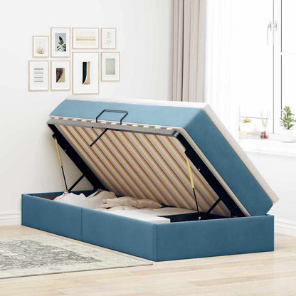 Opbergbed met matras met matras Donkerblauw 90 x 190 cm Fluweel