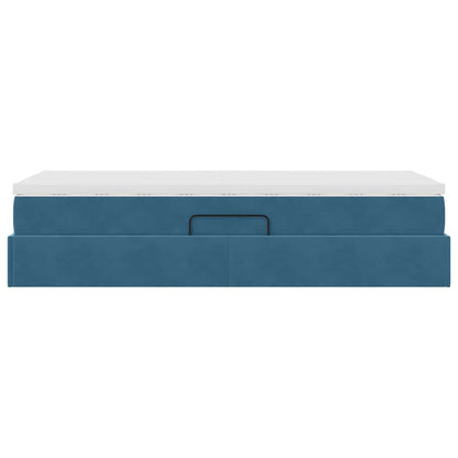 Opbergbed met matras met matras Donkerblauw 90 x 190 cm Fluweel