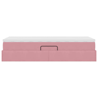 Opbergbed met matras met matras Roze 90 x 190 cm Fluweel