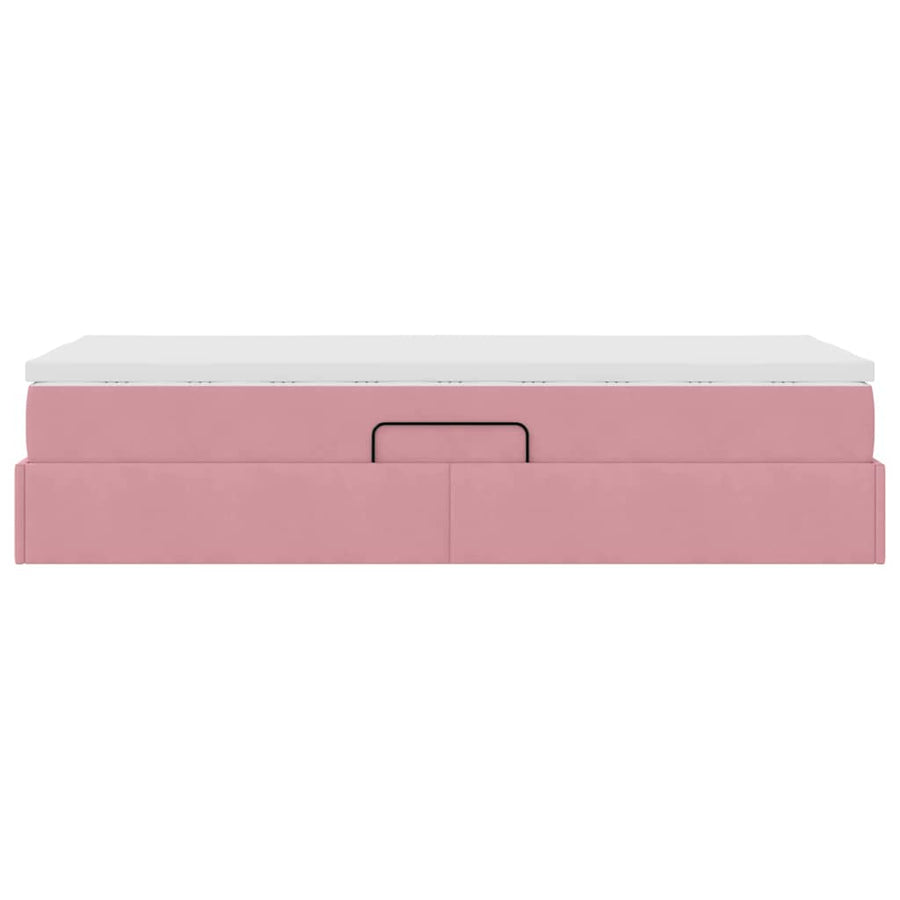 Opbergbed met matras met matras Roze 90 x 190 cm Fluweel