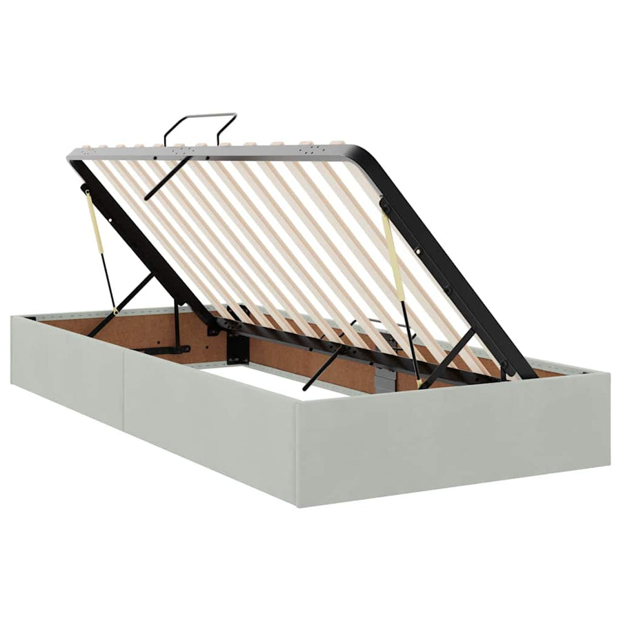 Opbergbed met matras met matras Lichtgrijs 90 x 200 cm Fluweel