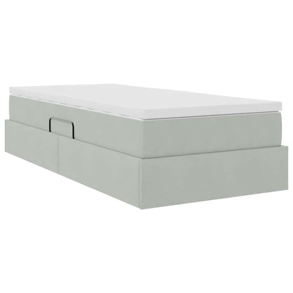 Opbergbed met matras met matras Lichtgrijs 90 x 200 cm Fluweel
