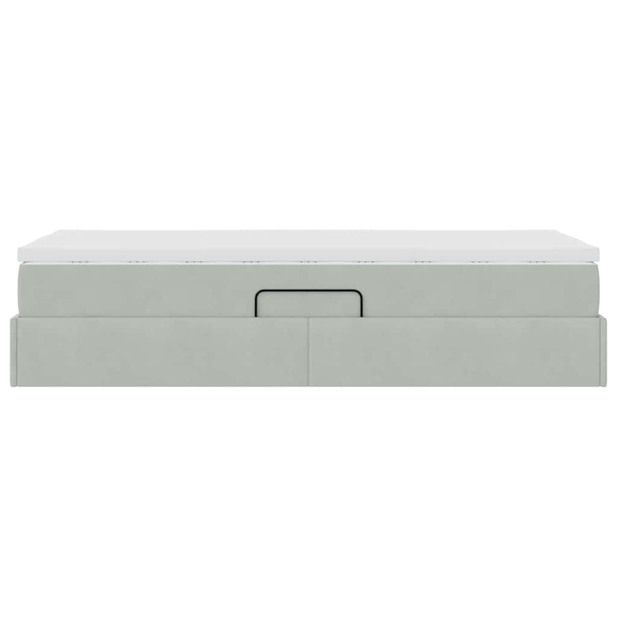 Opbergbed met matras met matras Lichtgrijs 90 x 200 cm Fluweel