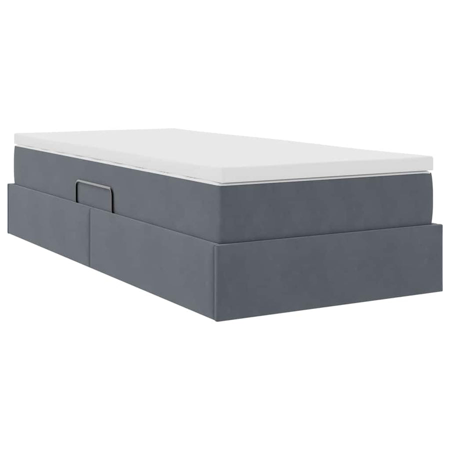 Opbergbed met matras met matras Donkergrijs 90 x 200 cm Fluweel