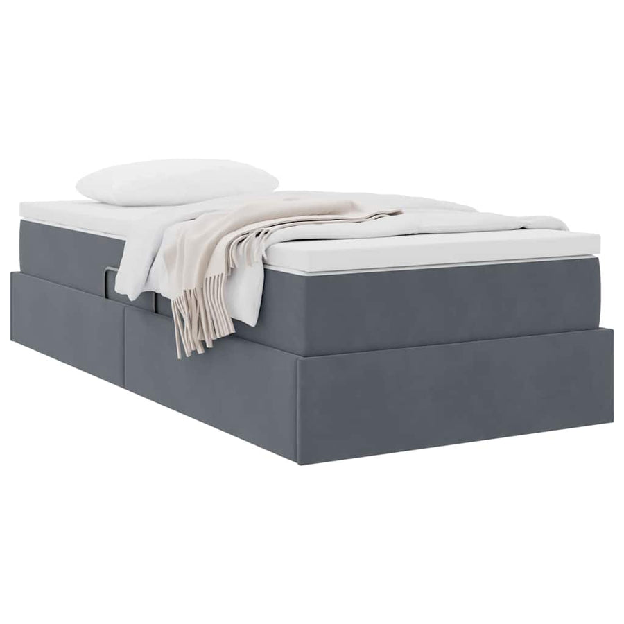 Opbergbed met matras met matras Donkergrijs 90 x 200 cm Fluweel
