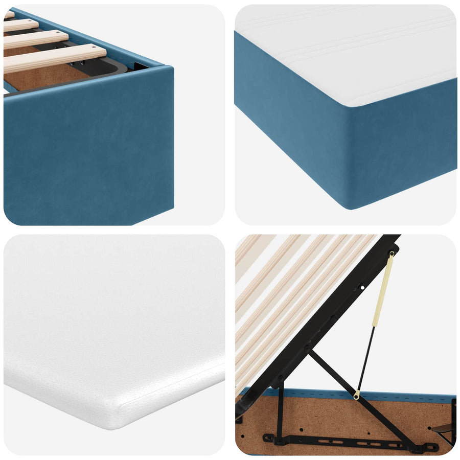 Opbergbed met matras met matras Donkerblauw 90 x 200 cm Fluweel