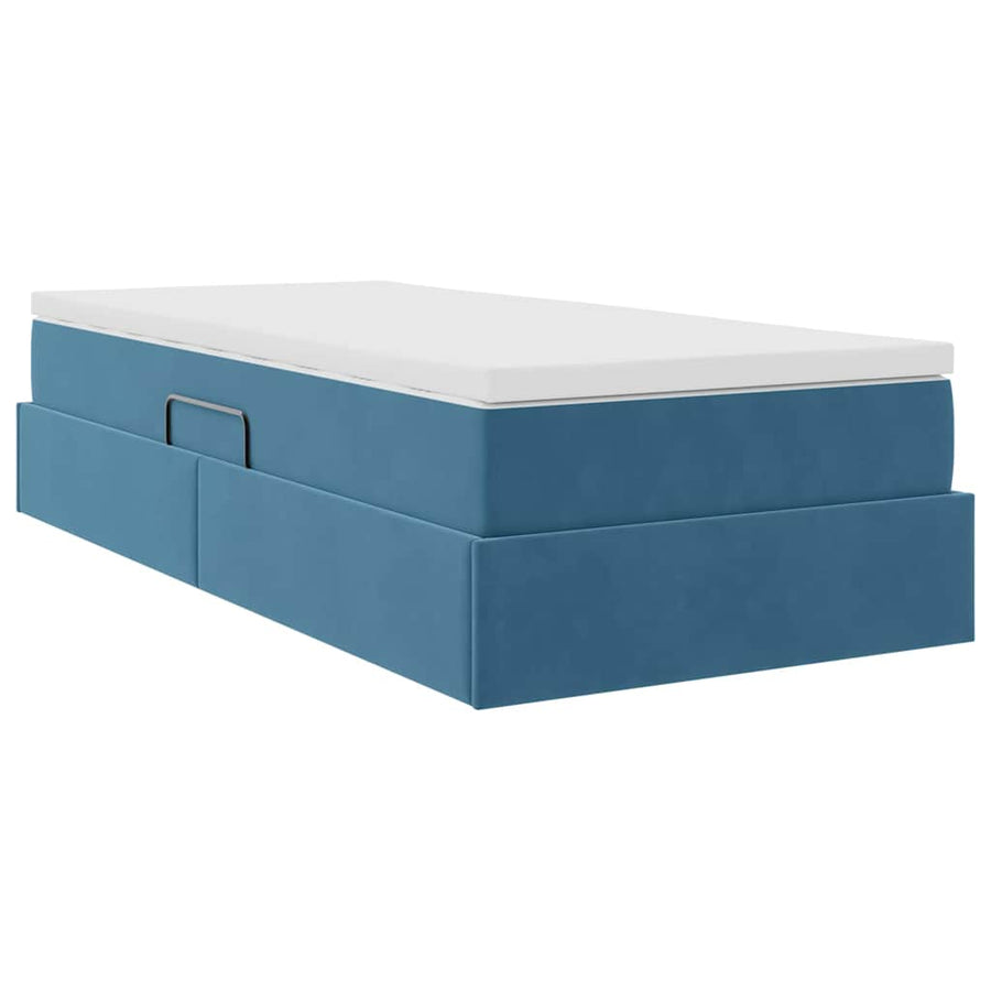 Opbergbed met matras met matras Donkerblauw 90 x 200 cm Fluweel