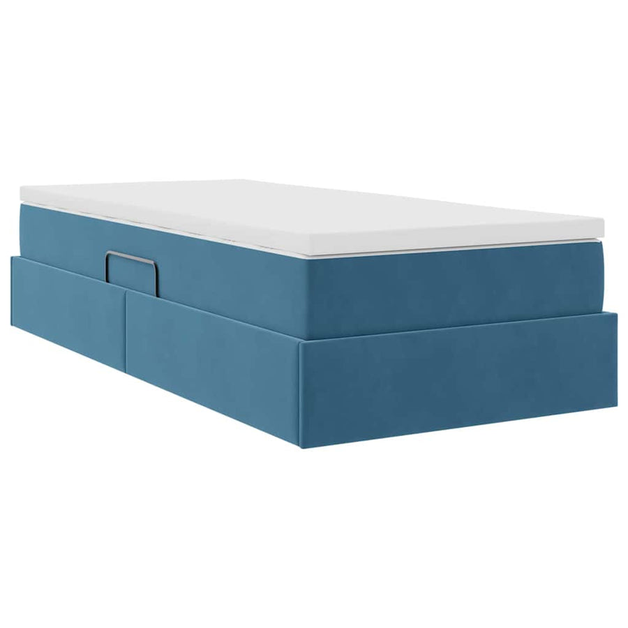 Opbergbed met matras met matras Donkerblauw 90 x 200 cm Fluweel