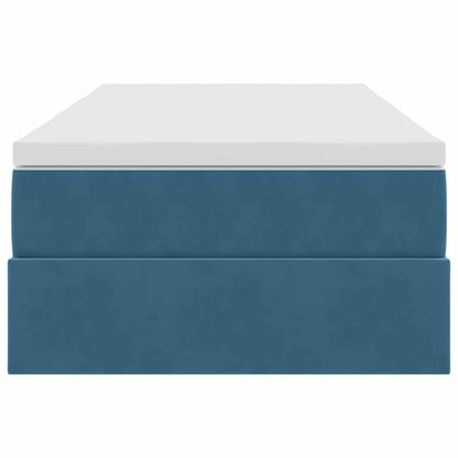 Opbergbed met matras met matras Donkerblauw 90 x 200 cm Fluweel