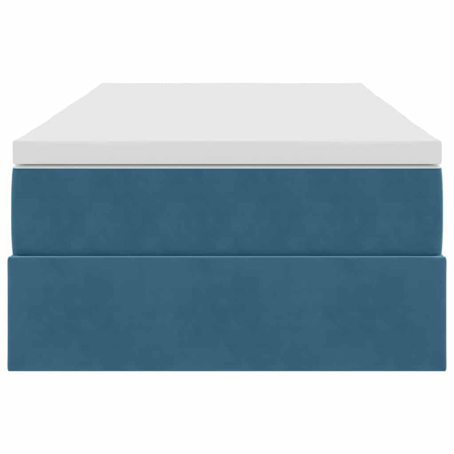 Opbergbed met matras met matras Donkerblauw 90 x 200 cm Fluweel