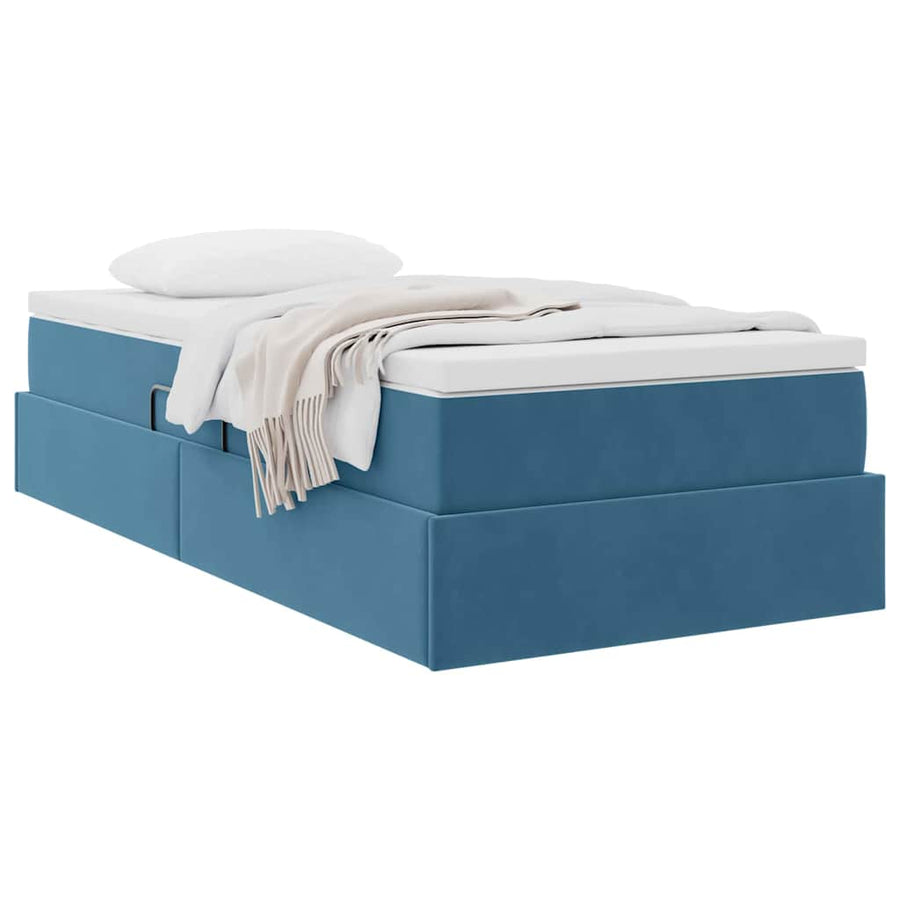 Opbergbed met matras met matras Donkerblauw 90 x 200 cm Fluweel