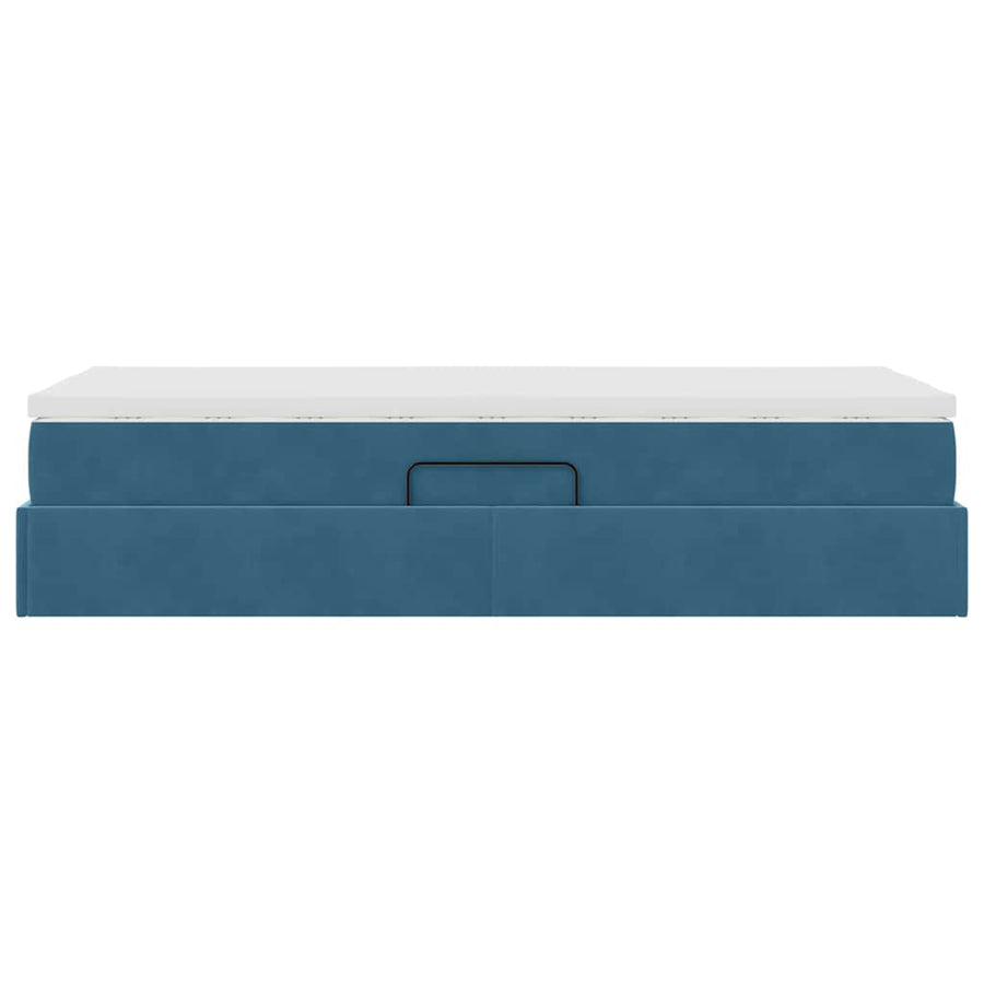 Opbergbed met matras met matras Donkerblauw 90 x 200 cm Fluweel