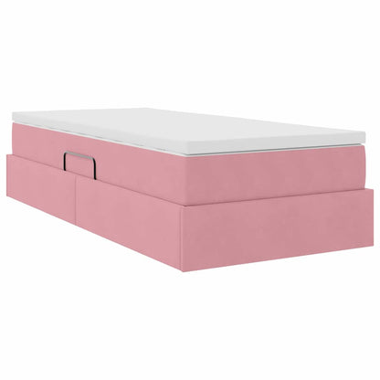 Opbergbed met matras met matras Roze 90 x 200 cm Fluweel