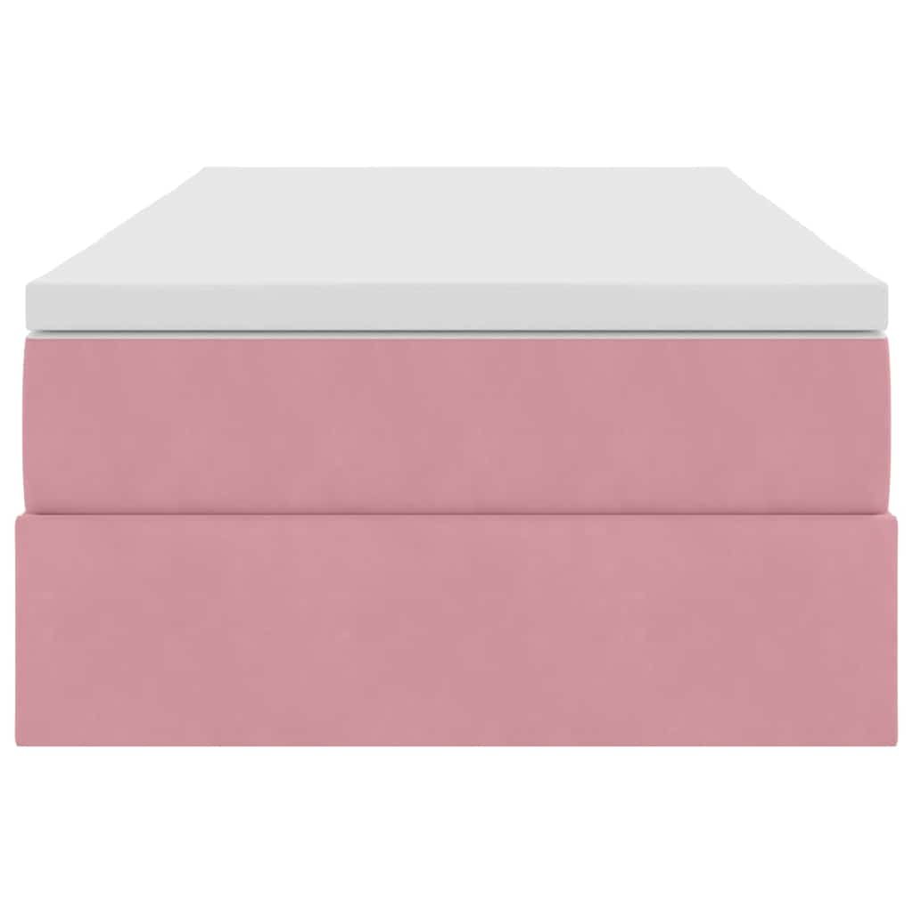 Opbergbed met matras met matras Roze 90 x 200 cm Fluweel