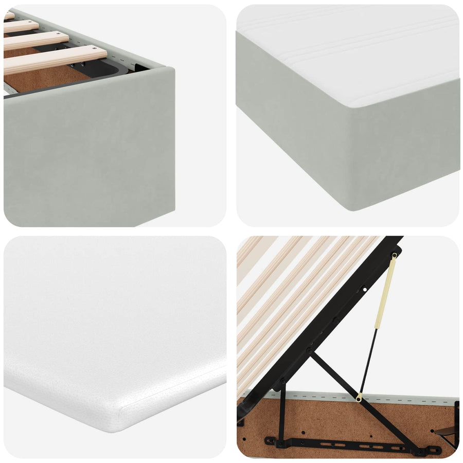 Opbergbed met matras met matras Lichtgrijs 100 x 200 cm Fluweel