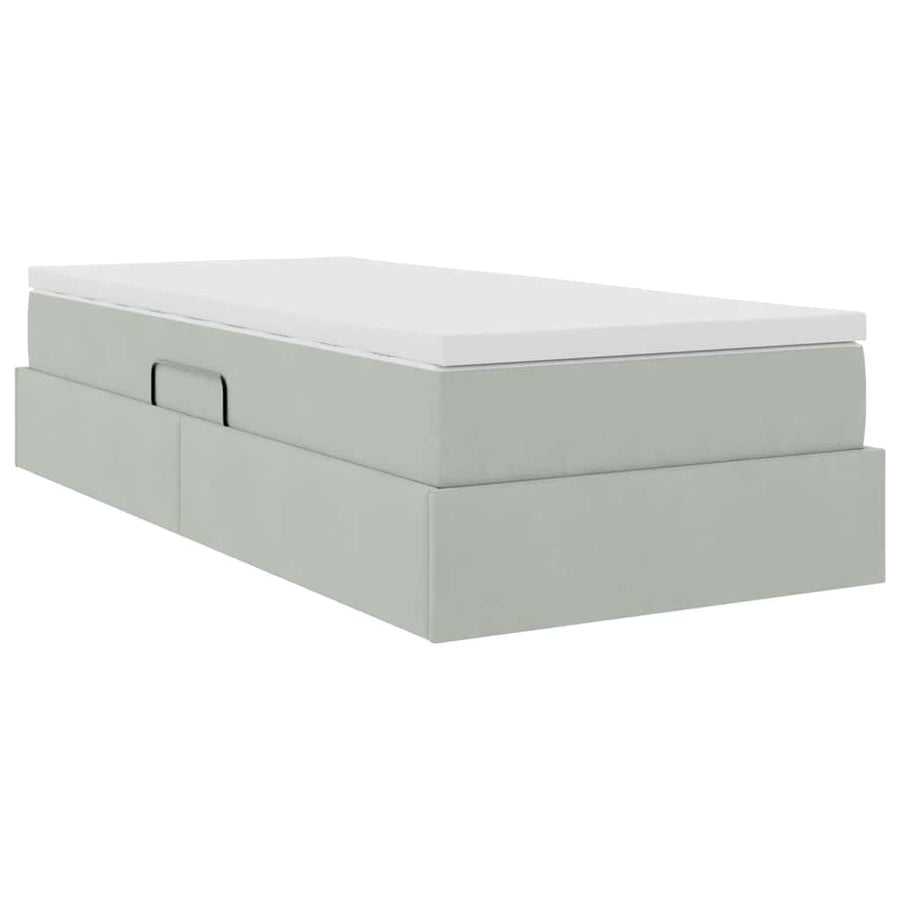 Opbergbed met matras met matras Lichtgrijs 100 x 200 cm Fluweel