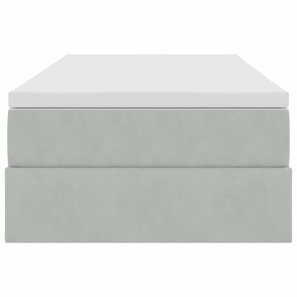 Opbergbed met matras met matras Lichtgrijs 100 x 200 cm Fluweel