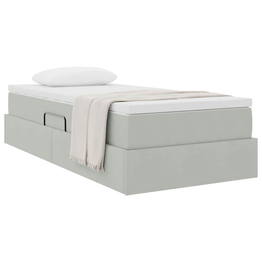 Opbergbed met matras met matras Lichtgrijs 100 x 200 cm Fluweel