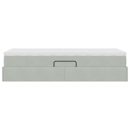 Opbergbed met matras met matras Lichtgrijs 100 x 200 cm Fluweel