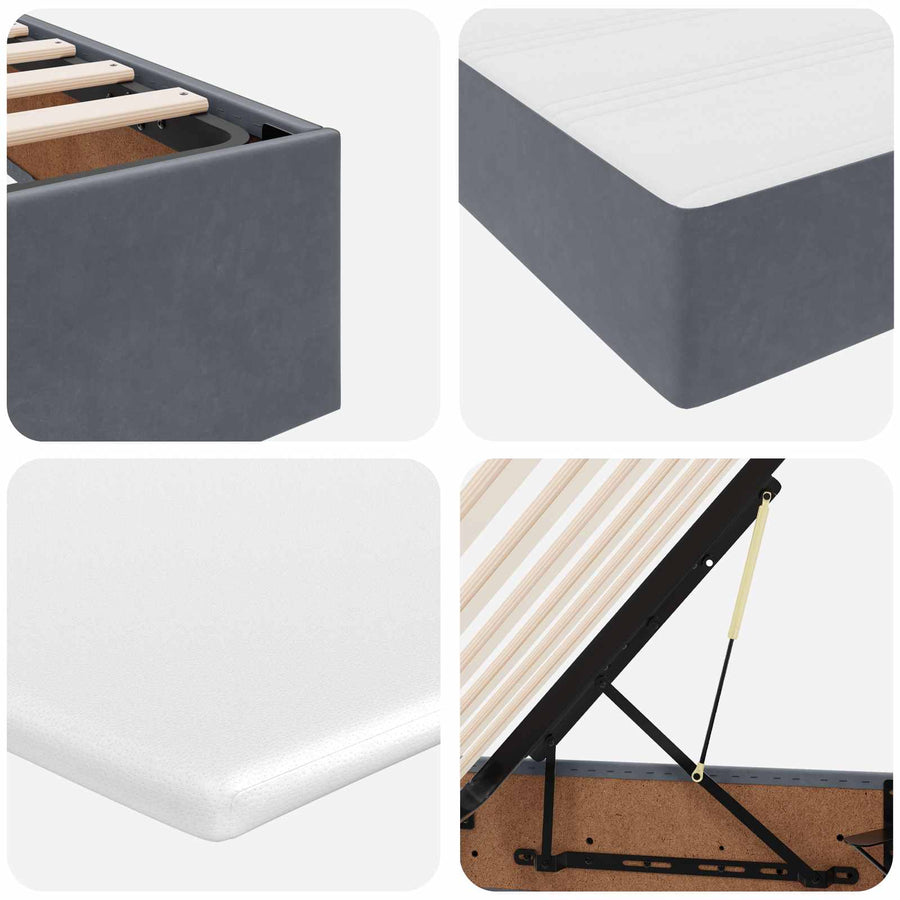 Opbergbed met matras Donkergrijs 100 x 200 cm Fluweel
