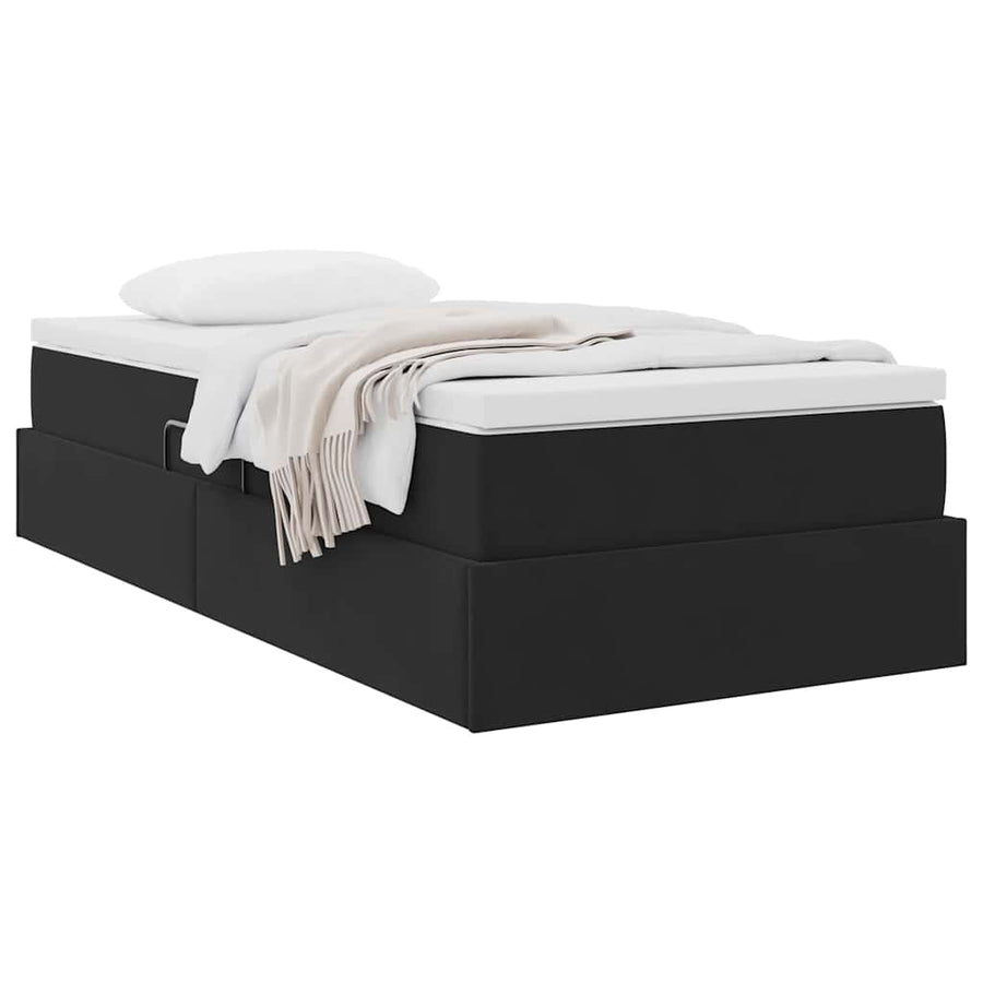 Opbergbed met matras met matras Zwart 100 x 200 cm Fluweel
