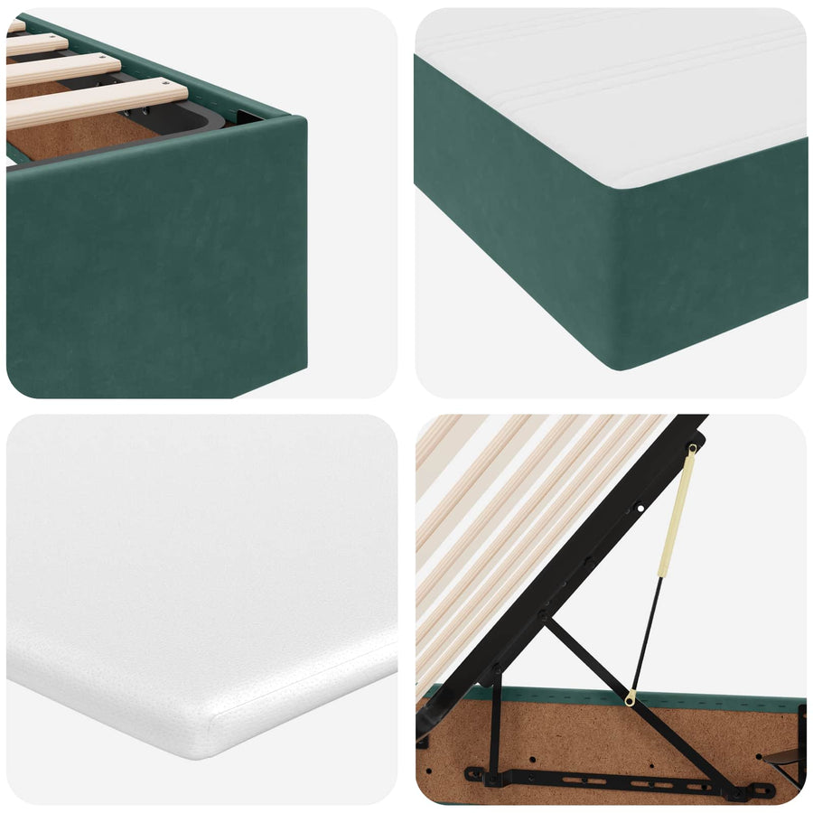 Opbergbed met matras Donkergroen 100 x 200 cm Fluweel