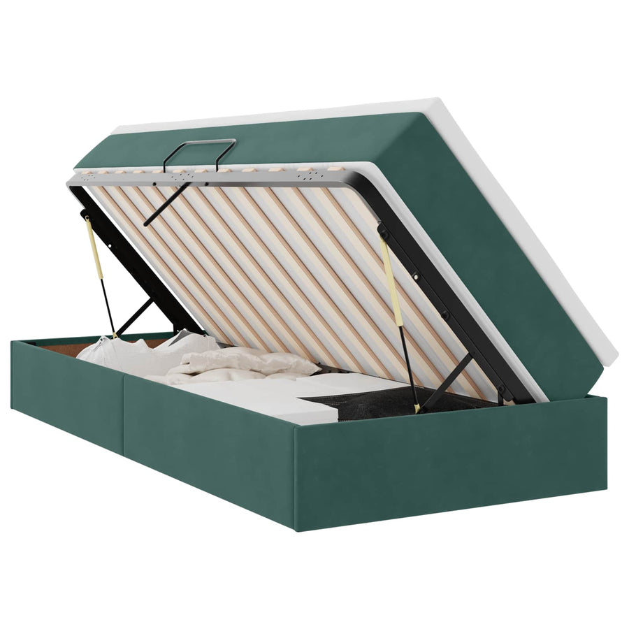 Opbergbed met matras Donkergroen 100 x 200 cm Fluweel
