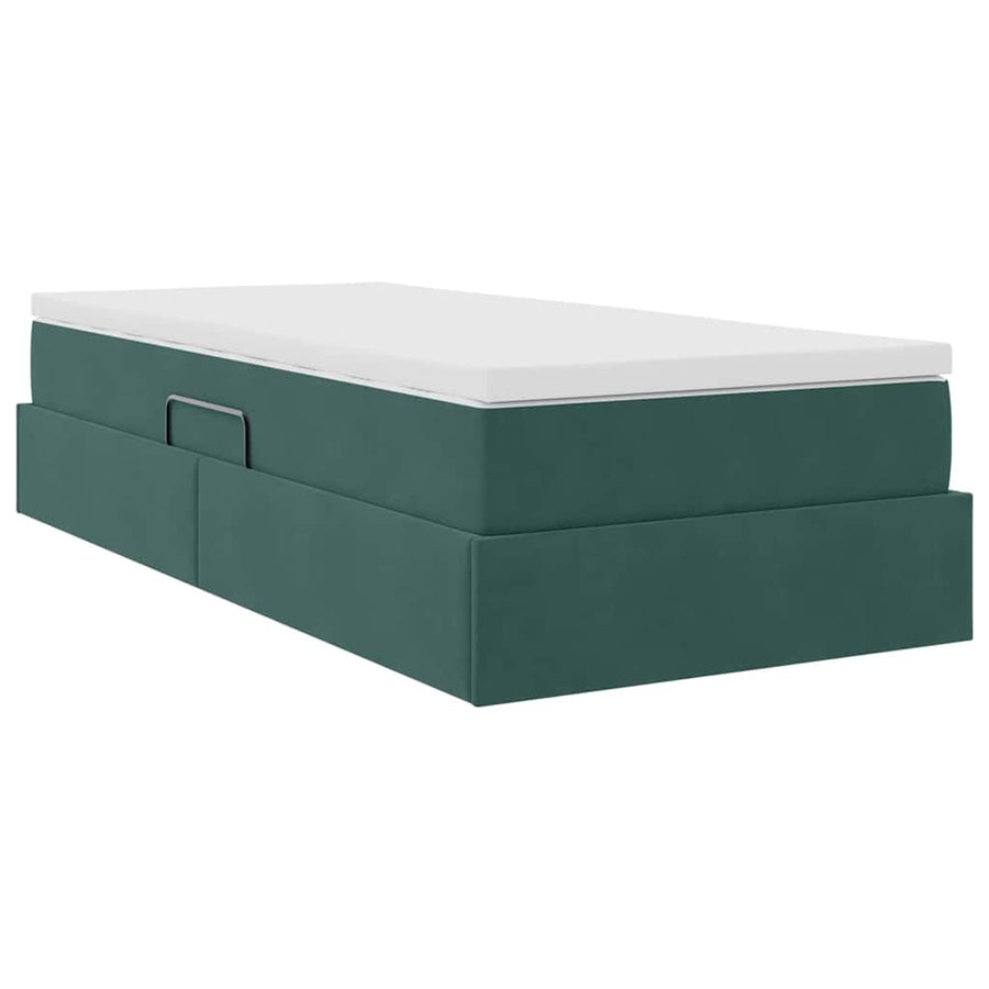 Opbergbed met matras Donkergroen 100 x 200 cm Fluweel