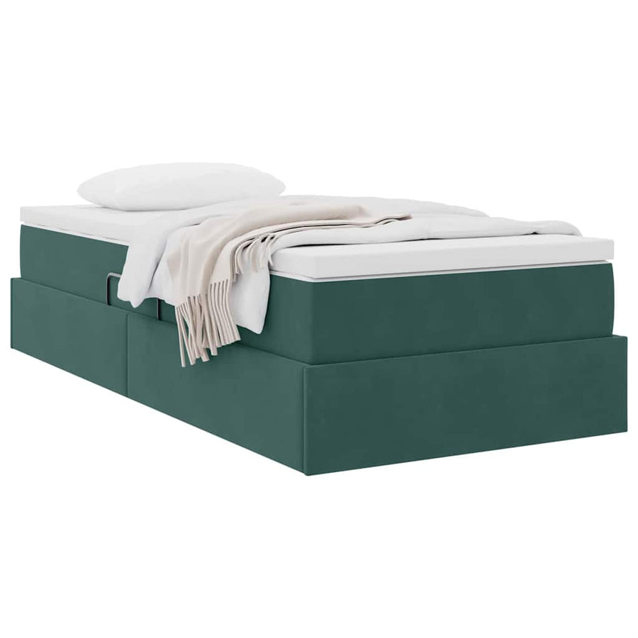 Opbergbed met matras Donkergroen 100 x 200 cm Fluweel