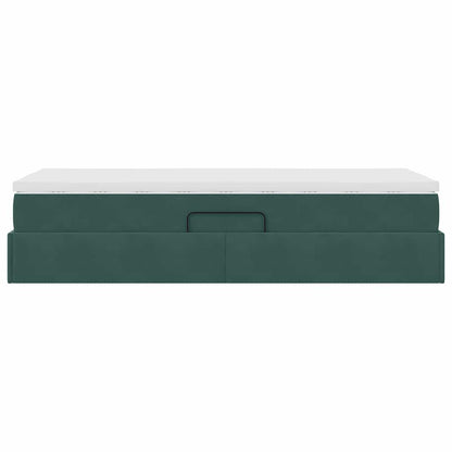 Opbergbed met matras Donkergroen 100 x 200 cm Fluweel