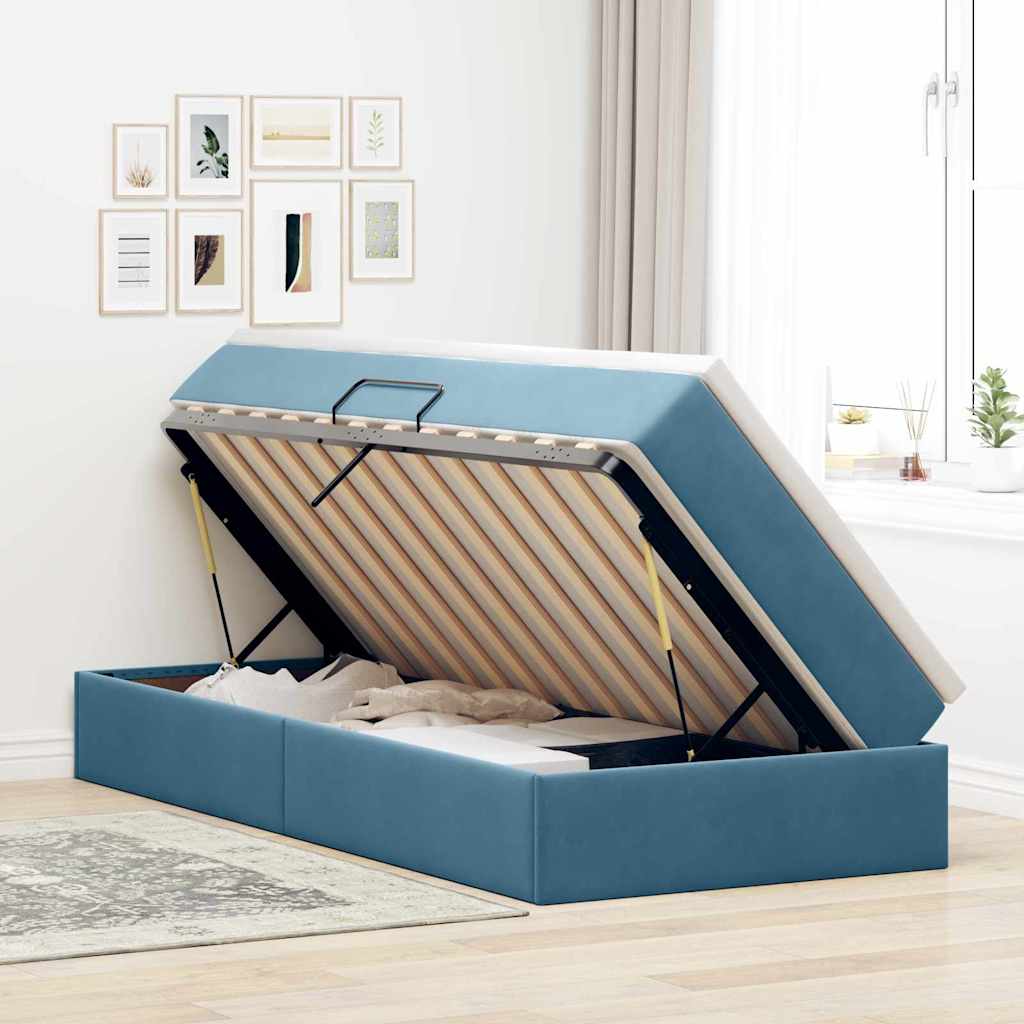 Opbergbed met matras Donkerblauw 100 x 200 cm Fluweel